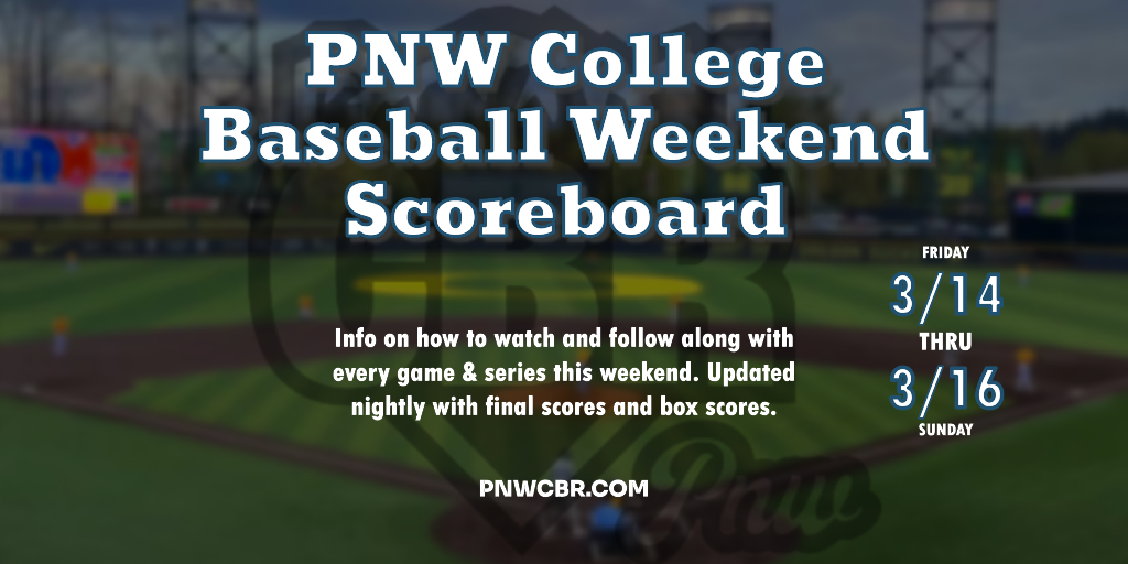 PNW College Baseball Weekend Scoreboard graphic