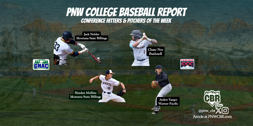 PNW college baseball players of the week graphic
